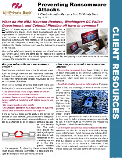 First page of "preventing ransomware" PDF resource